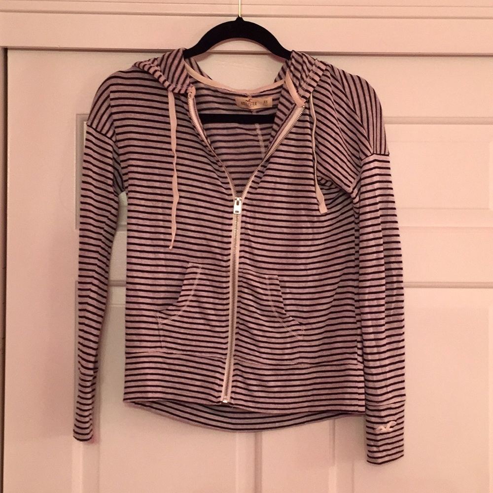 Hollister striped knit zip up